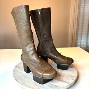 Trippen Platform Challenge Boots Brown Leather Avant Garde Zip EU Size 39 US 9